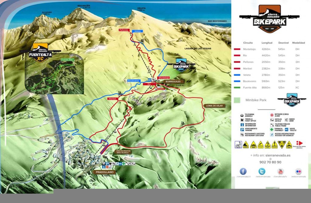 Mapa  de las rutas de Bike Park Sierra Nevada