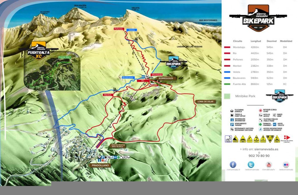Mapa  de las rutas de Bike Park Sierra Nevada