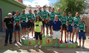 Podio con todos los vencedores del Campeonato de Extremadura XCM. © Acción Tr3s