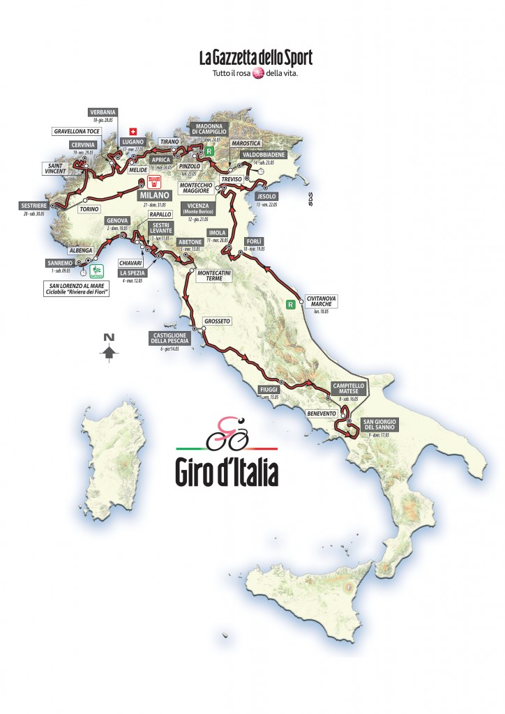 Mapa del Giro Italia 2015 © RCS