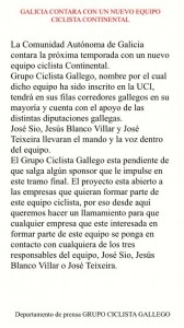 Comunicado del GC Gallego