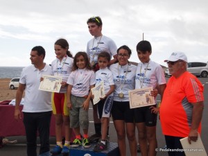 Podio con los líderes de la Liga CajaCanarias © pedaleandoporcanarias.com