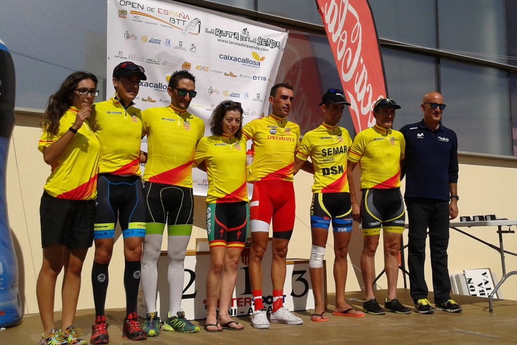 Podio conlos líderes del Open de España de Maratón tras la prueba de Callosa d'En Sarrià © RFEC