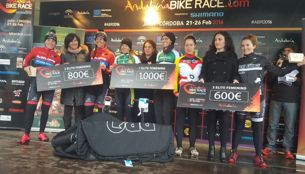 Podio final femenino de la Andalucía Bike Race 2016 © ABR