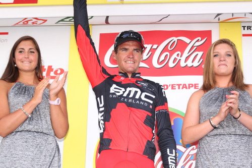 El belga, en el podio final / Foto Vuelta Valonia