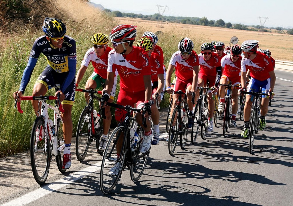 Contador, con sus alumnos