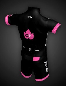 El maillot GF, por detrás.