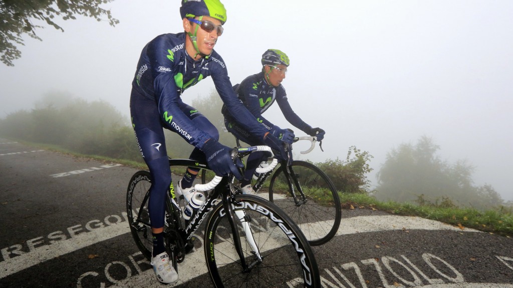 Capecchi, junto a Quintana en Il Lombardia © Movistar