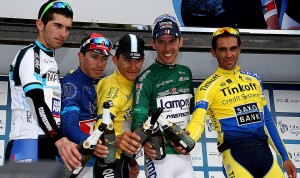 Contador, en el podio