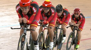 El cuarteto, en un entrenamiento © RFEC