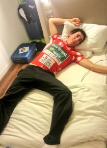 Grijalba, en su hotel con el maillot