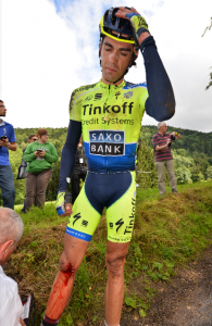 Contador, tras su caída © ASO