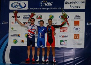 Podio del omnium © UEC