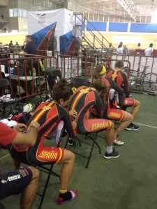 La cuarteta femenina, preparándose en Guadalajara.