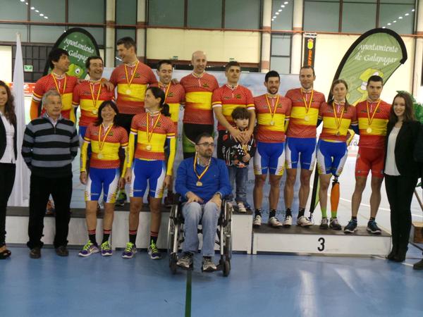 Podio de los campeones de España de ciclismo adaptado tras la 1ª jornada 