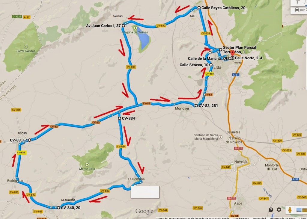 Mapa de la etapa de Petrer