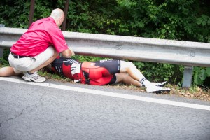 Taylor Phinney crashed against this barrier on the descent into Chattanooga. Photo: Casey B. Gibson | www.cbgphoto.com