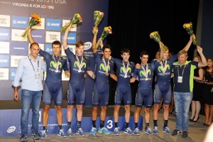 Los protagonistas, en el podio © Movistar