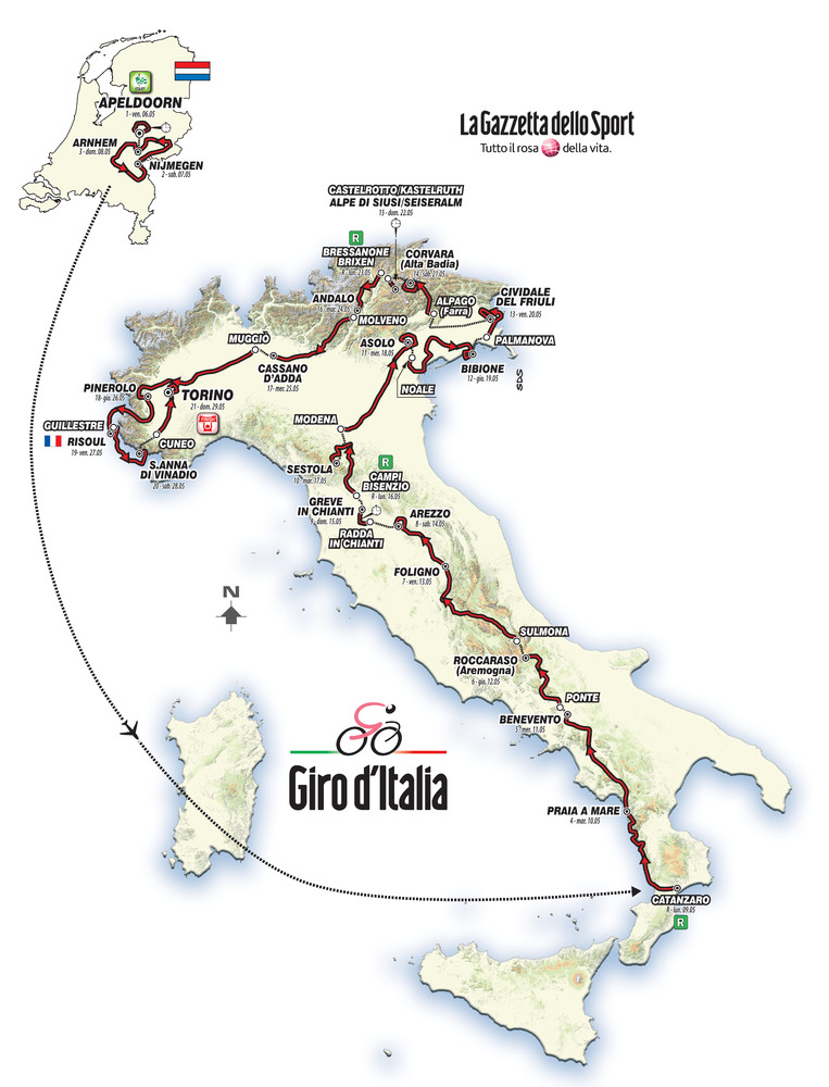 Mapa del Giro 2016 © RCS