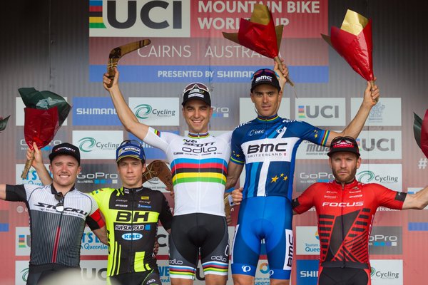 Podio masculino en Cairns © UCI MTB