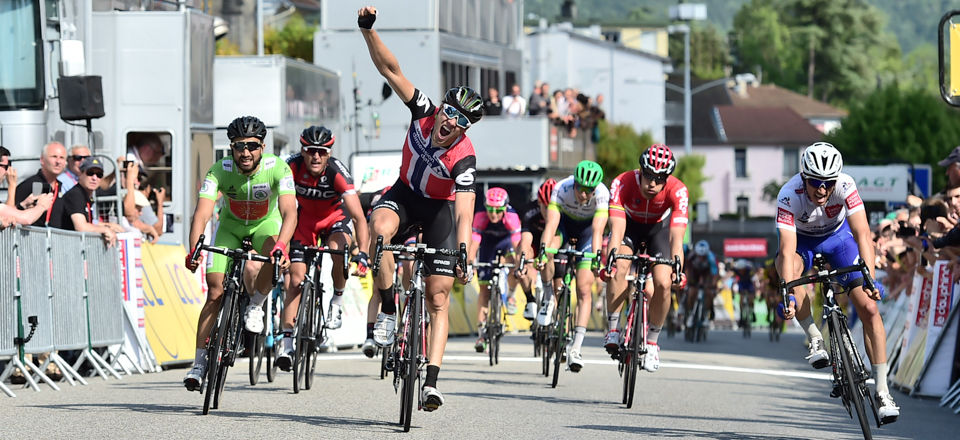 Boasson Hagen celebra su victoria © ASO