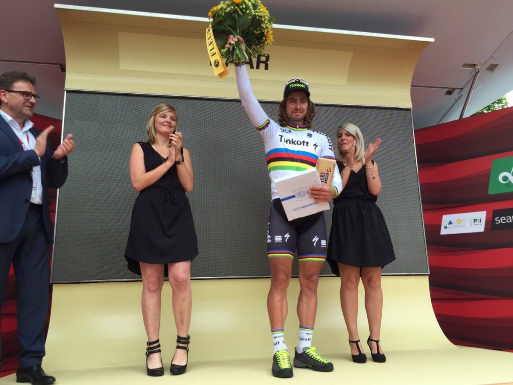 Sagan, en el podio © Tinkoff