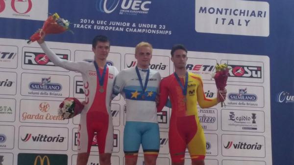 Podio kilómetro júnior Campeonatos de Europa Pista 2016