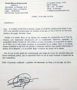 Parte médico de Hoyos