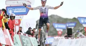 Paula Blasi, en la cima del Angliru.